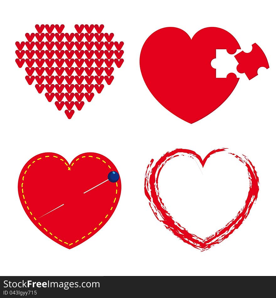 Set of red hearts