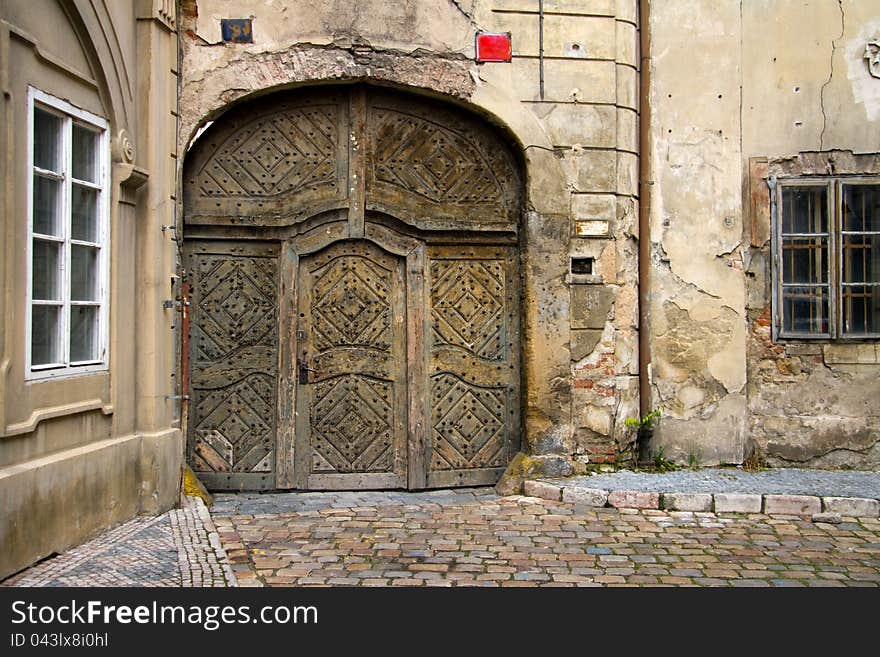 Old wooden door