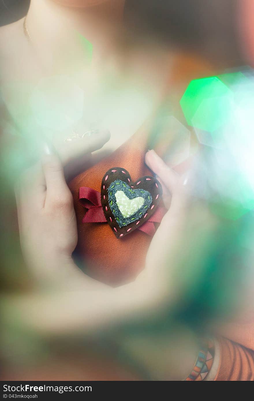 Heart-shaped Brooch With Bokeh