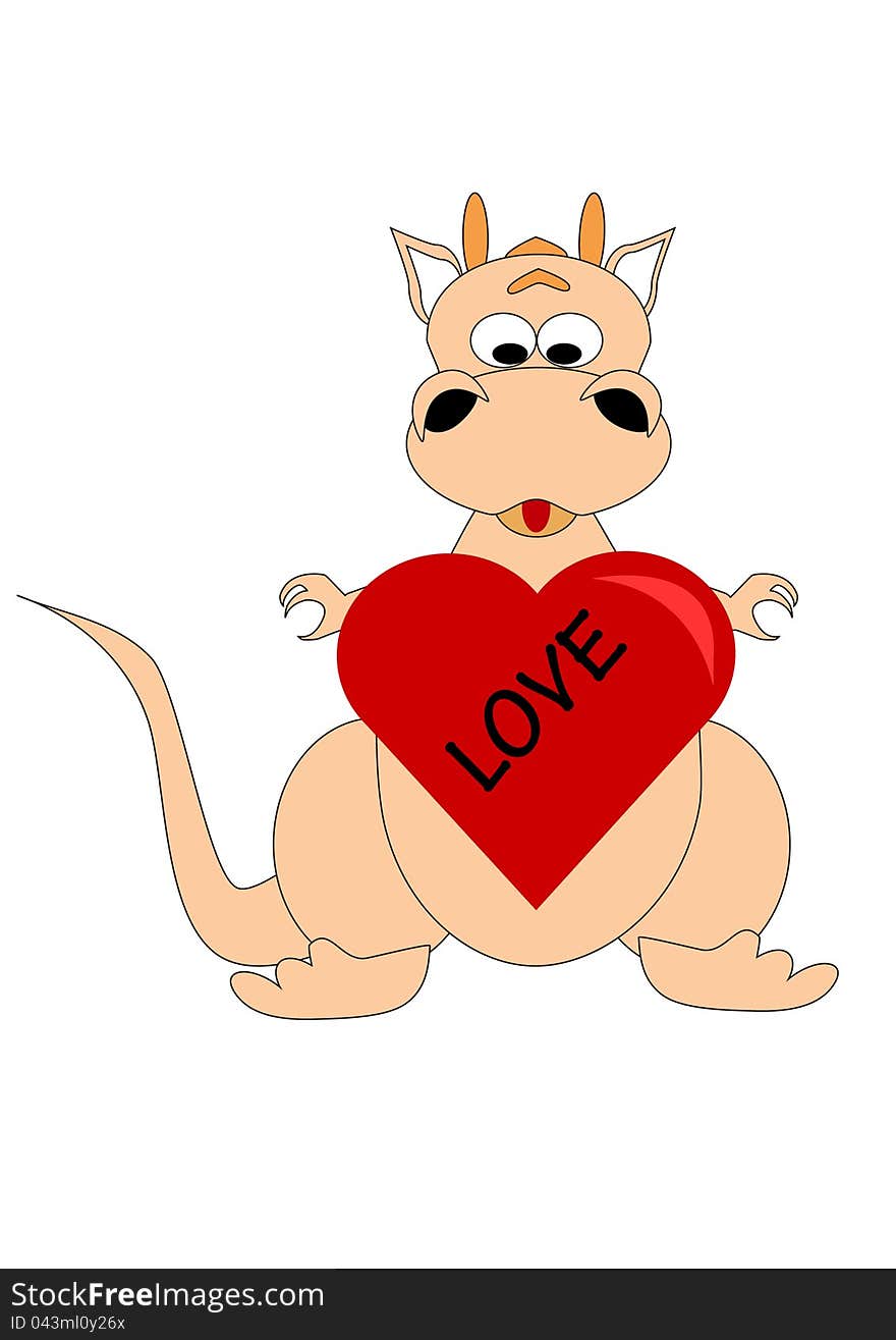 Dragon holding a symbol of Valentine's Day. Dragon holding a symbol of Valentine's Day