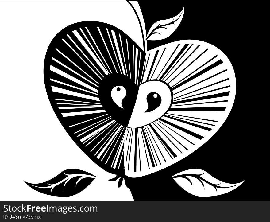 Abstract apple as a heart