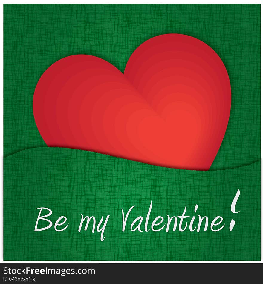 Be my Valentine! - Valentine's card in green. Be my Valentine! - Valentine's card in green