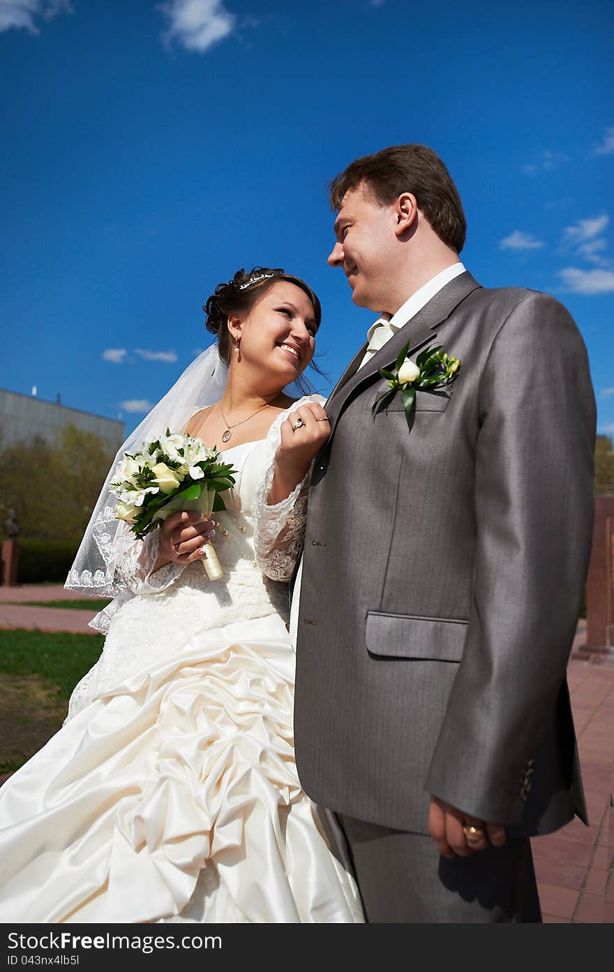 Joyful Bride And Groom