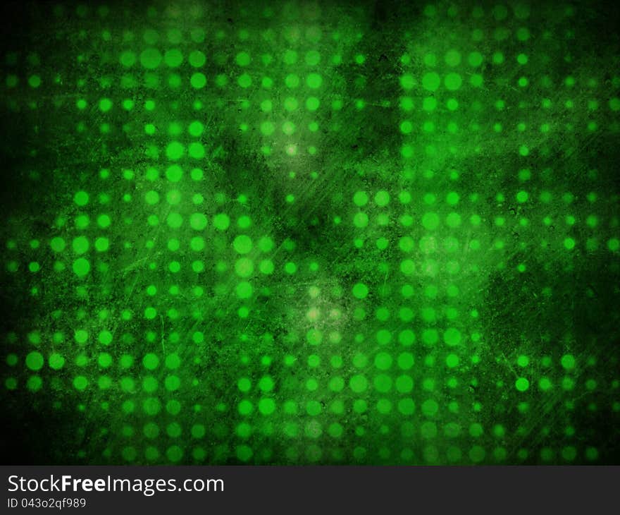 Grunge green light dots, design in grunge and retro style.