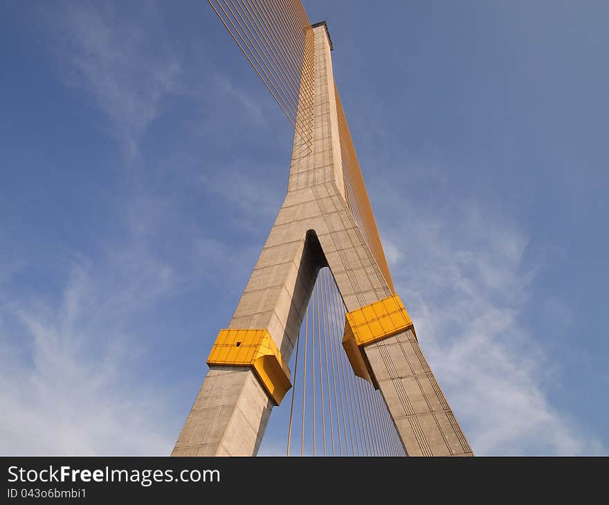 Mega sling Bridge,Rama 8, in bangkok Thailand,composed at main structure.