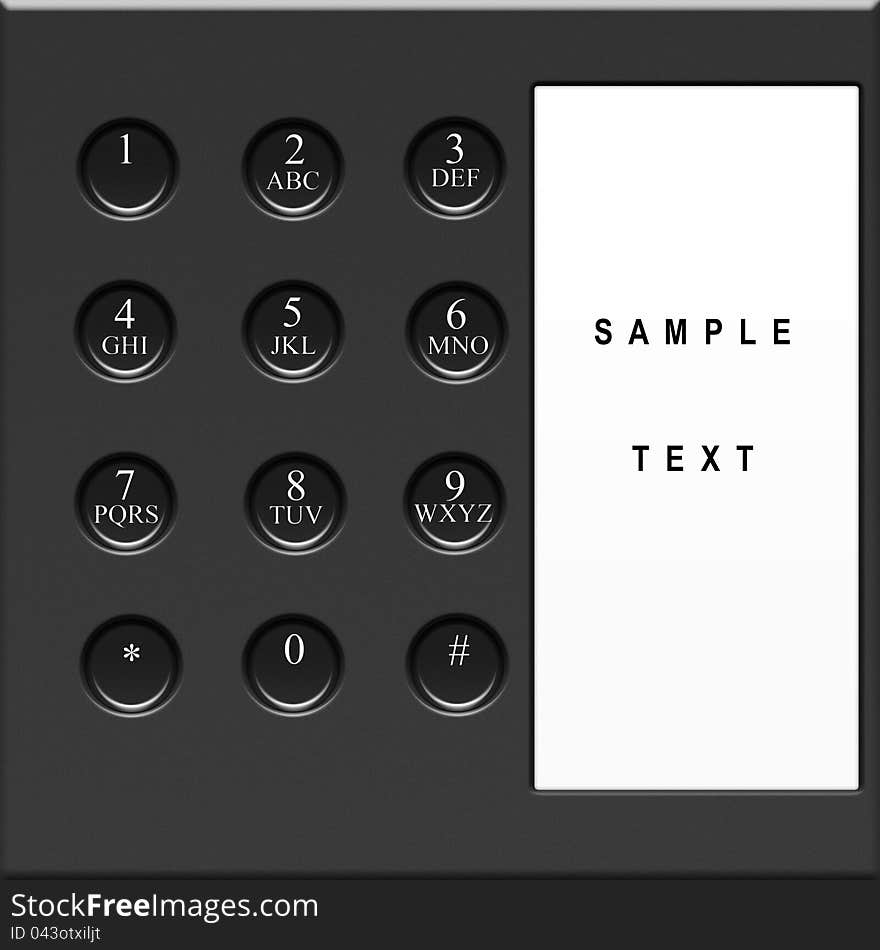 Modern  telephone keypad with sample text