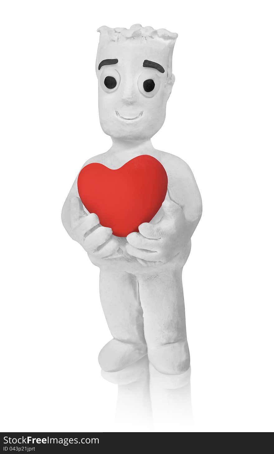 Plasticine man giving the heart. Plasticine man giving the heart