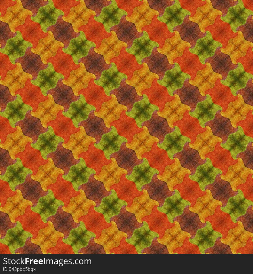 A seamless design of colorful red, yellow and green material textured wallpaper background. A seamless design of colorful red, yellow and green material textured wallpaper background.