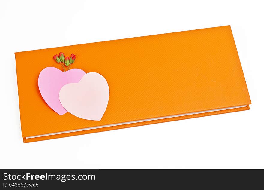 Orange love diary with two small notes