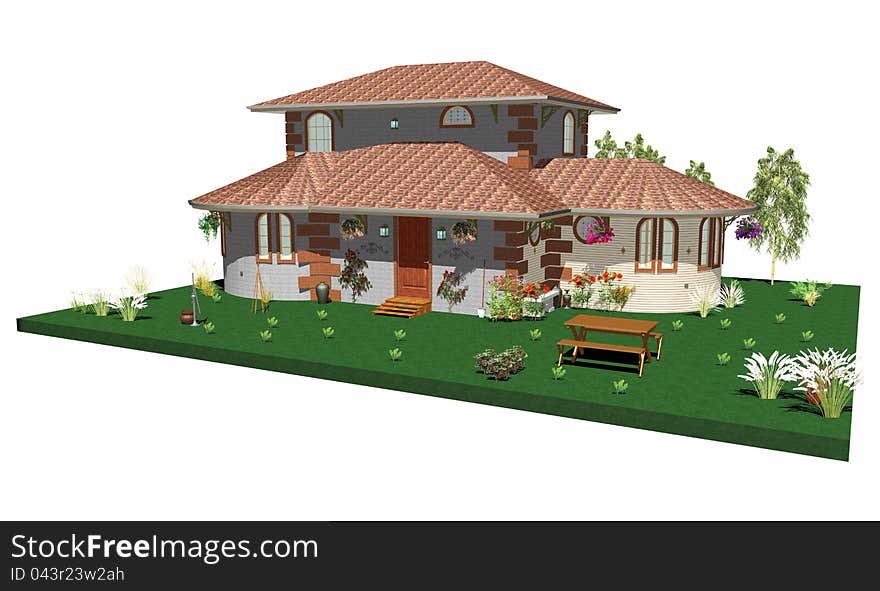 Country House And Garden-3d