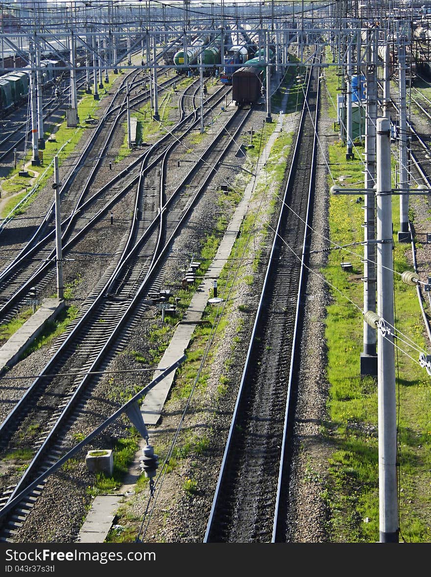 Goods marshalling yard with several rialway lines