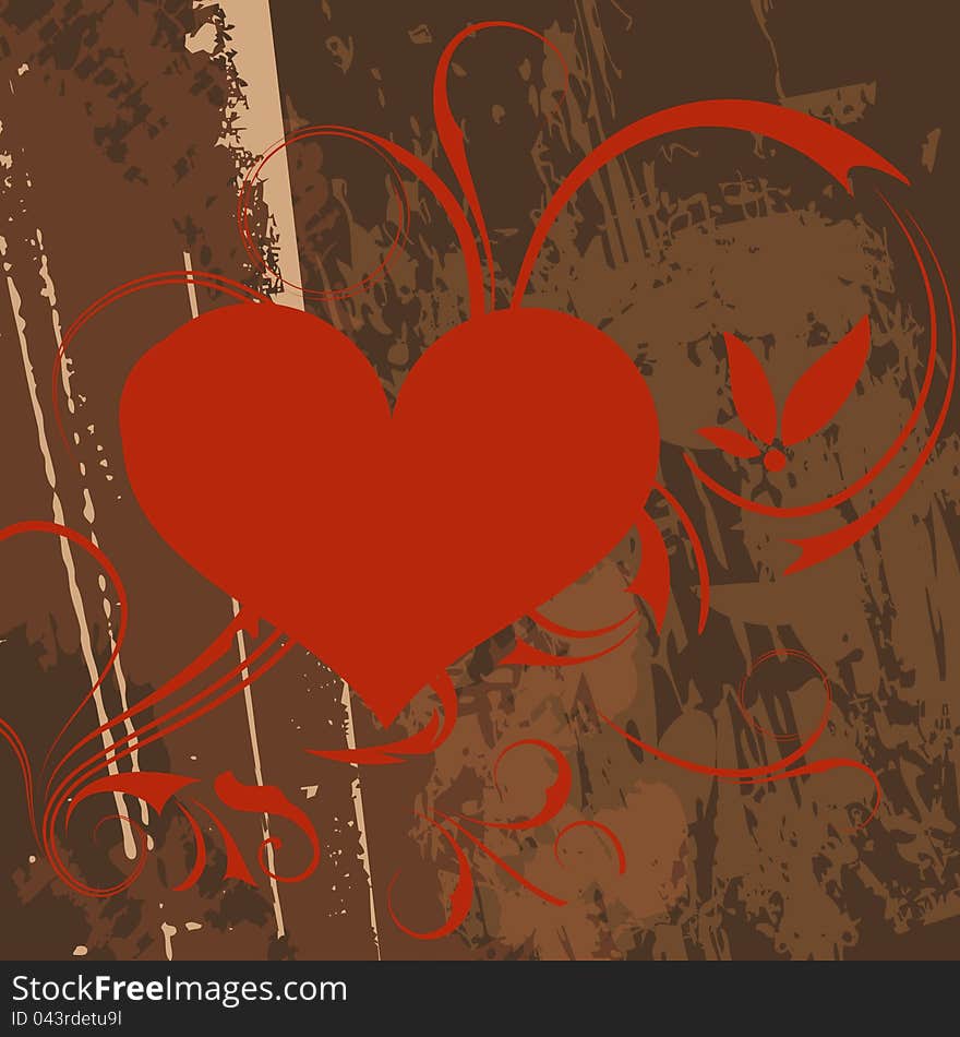 Abstract  heart with grunge vector illustration. Abstract  heart with grunge vector illustration.