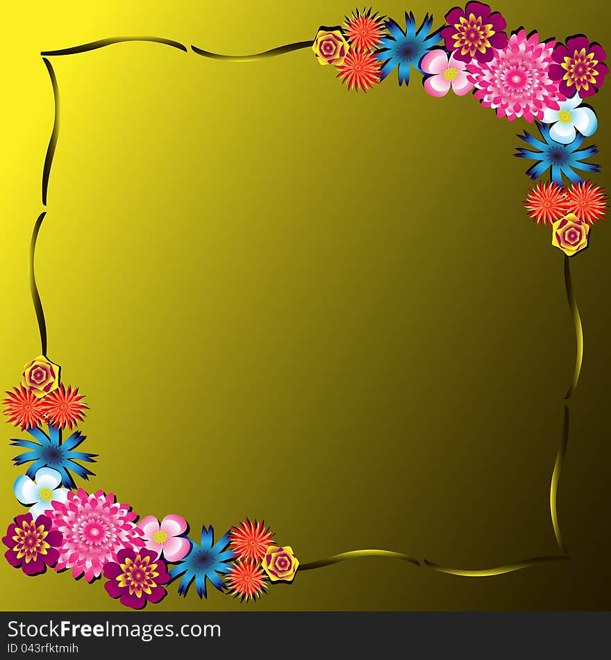 Floral background with frame. Vector illustration