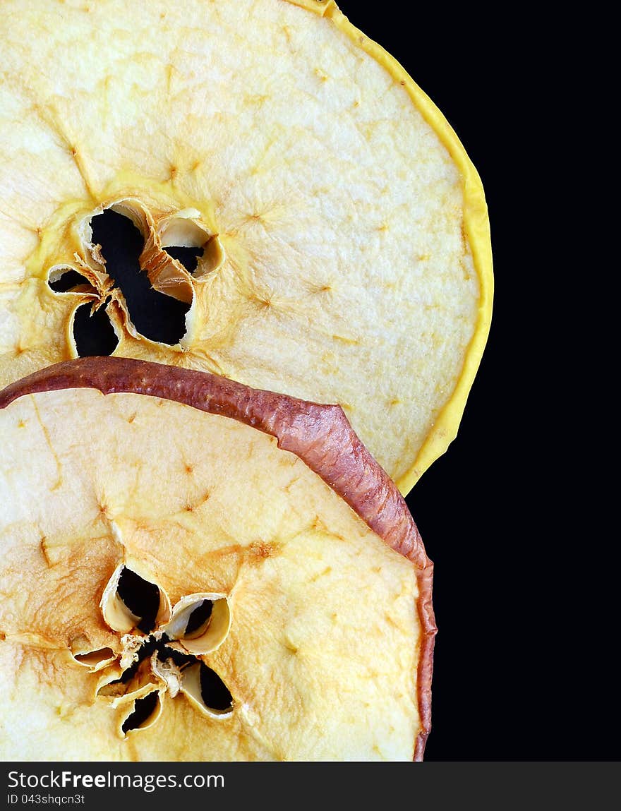 Dried slices of an apple. Dried slices of an apple