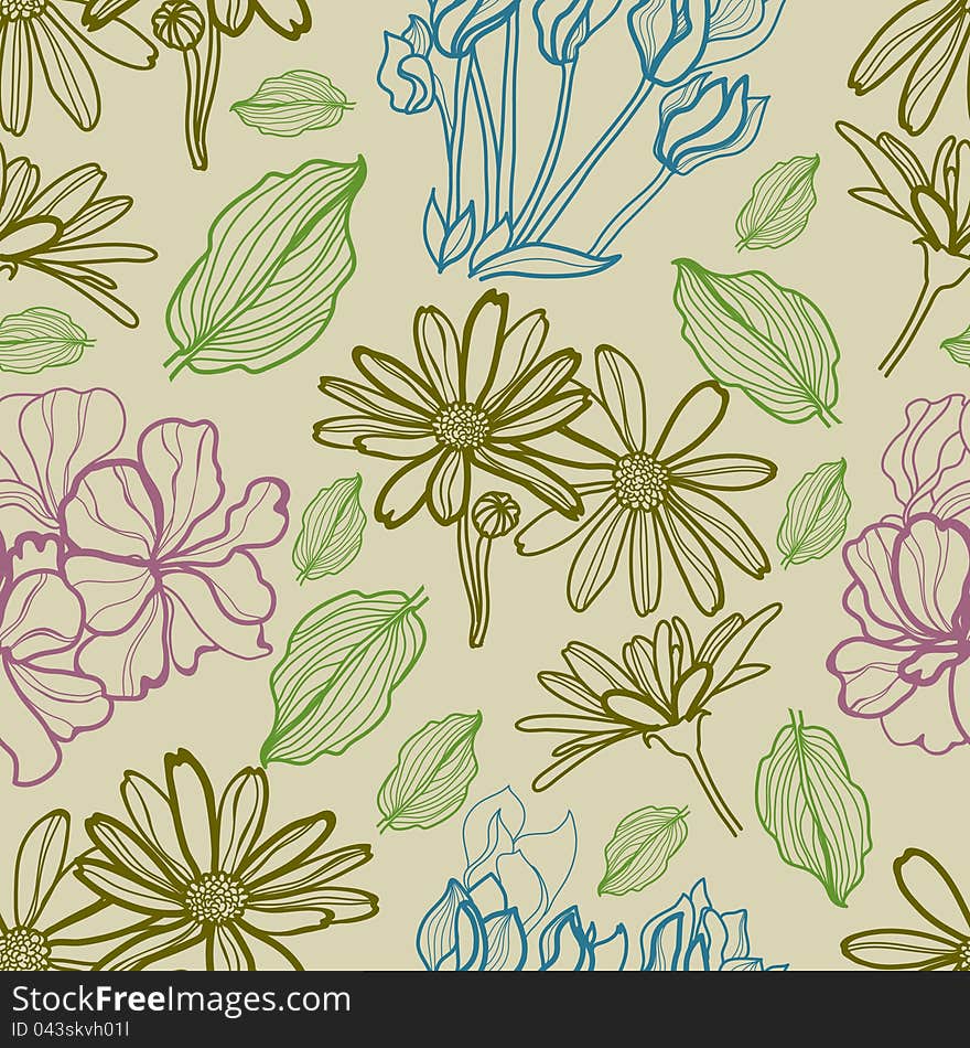 Seamless Pattern With Flowers