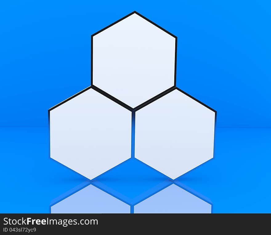 Three Blank Hexagon Box Display