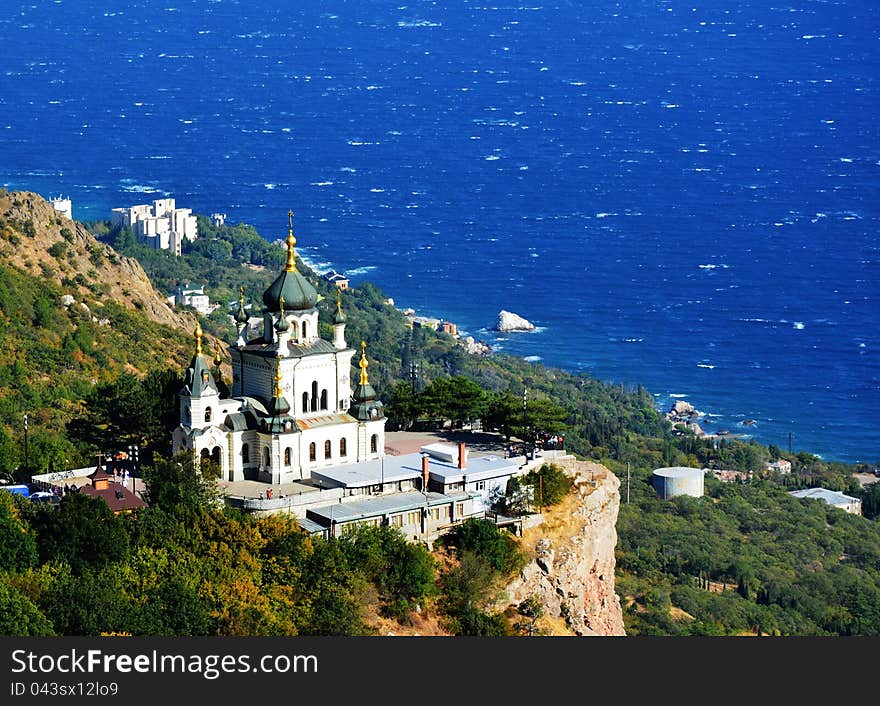 Highly over Forosom on a red rock at height of 427 m above sea level there is a Revival church. It has been erected in 1892 in the Byzantian style to money of tea magnate Kuznetsova. Highly over Forosom on a red rock at height of 427 m above sea level there is a Revival church. It has been erected in 1892 in the Byzantian style to money of tea magnate Kuznetsova