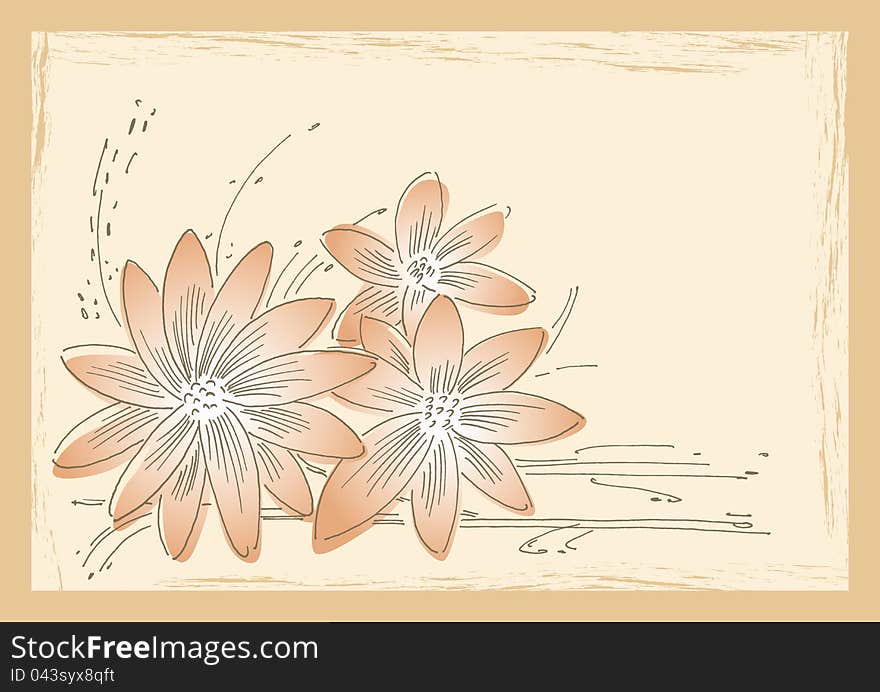 Floral ornament background in brown tones