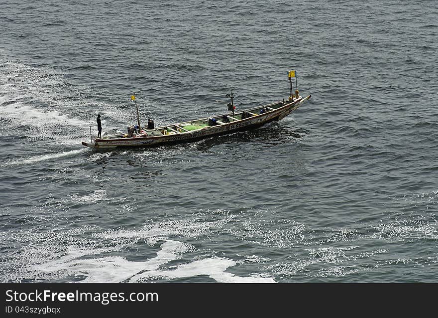 Colorful fishing dugout in Senegal, west Africa.