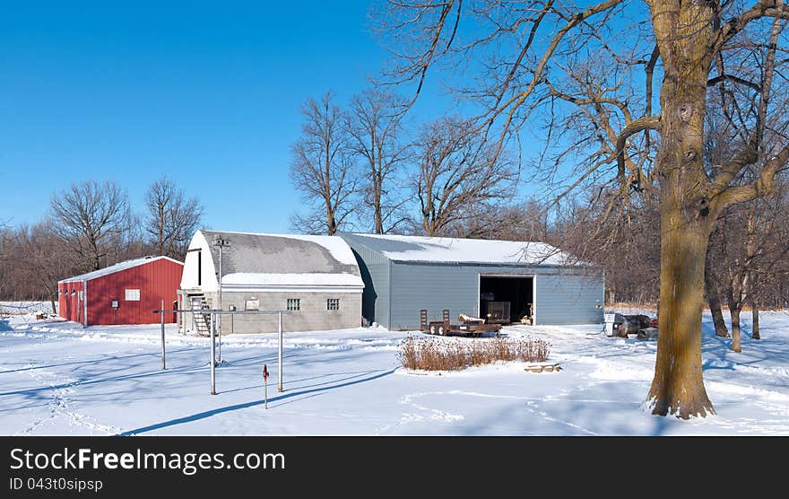 Farm Buildings In Winter