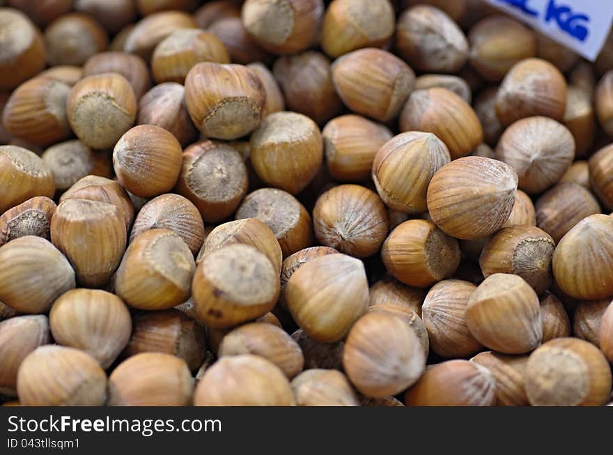 Some hazel nuts at market place