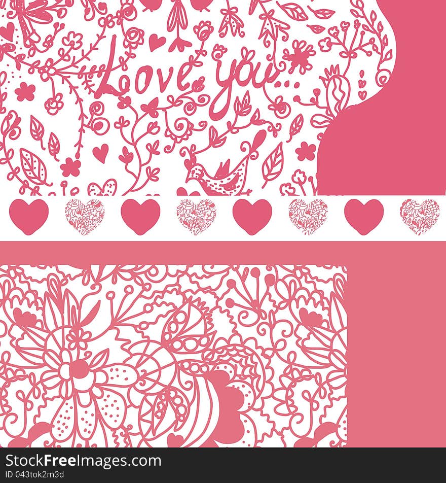 Valentine banners set with patterns