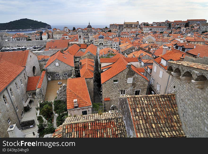 Red Rooftops in the Historic Old Town of Dubrovnik, Croatia