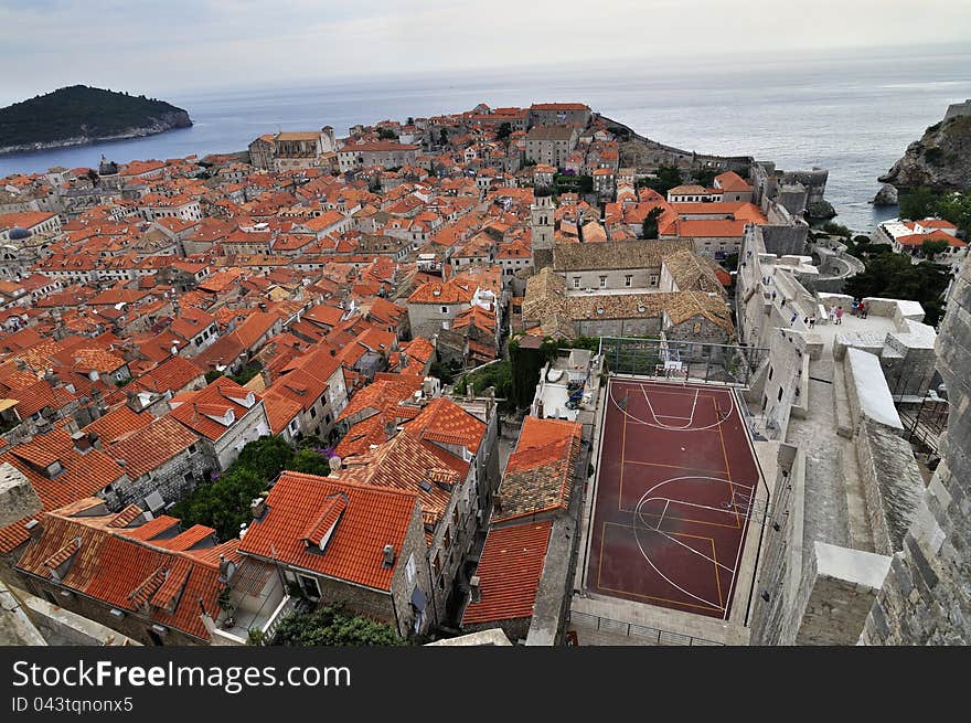 Red Rooftops in the Historic Old Town of Dubrovnik, Croatia