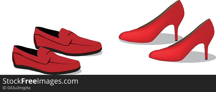 Shoes for men and women combined red. Shoes for men and women combined red