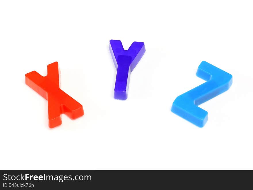 Colorful alphabet x y z