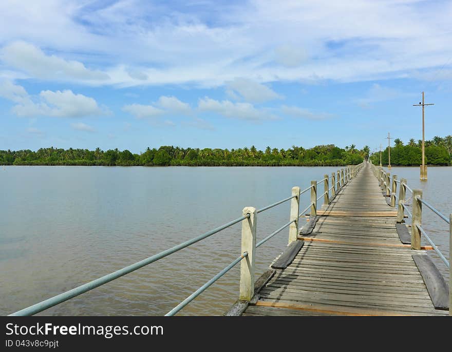 Long Wood Bridge Over A River