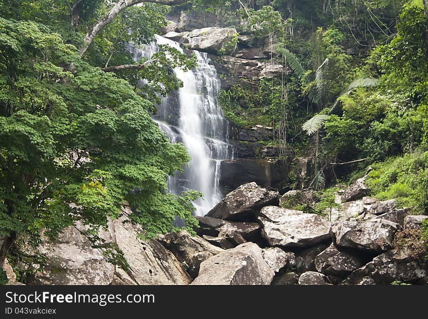 Beautiful rain forest and waterfall at Thailand.