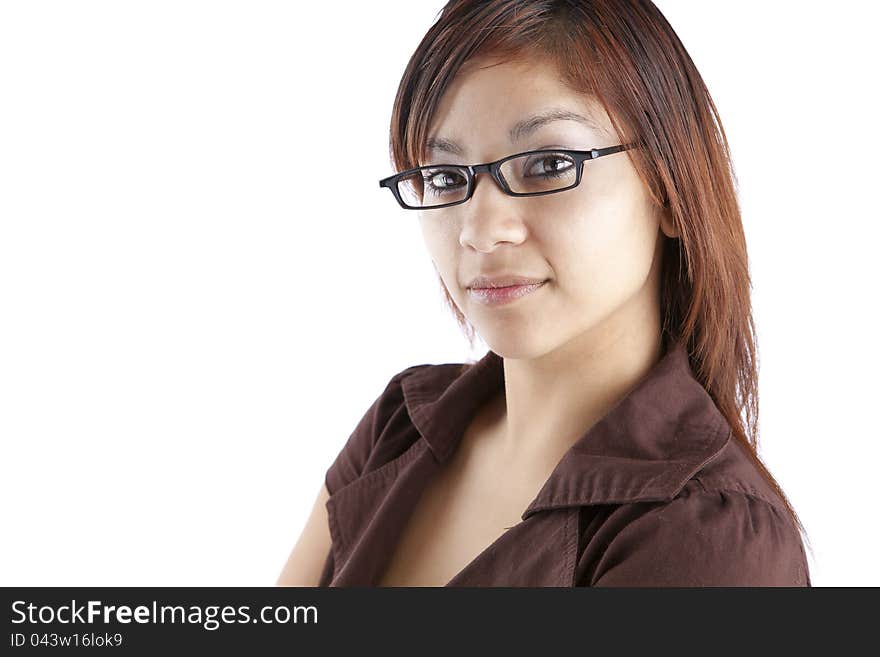 Hispanic business woman with glasses. Hispanic business woman with glasses