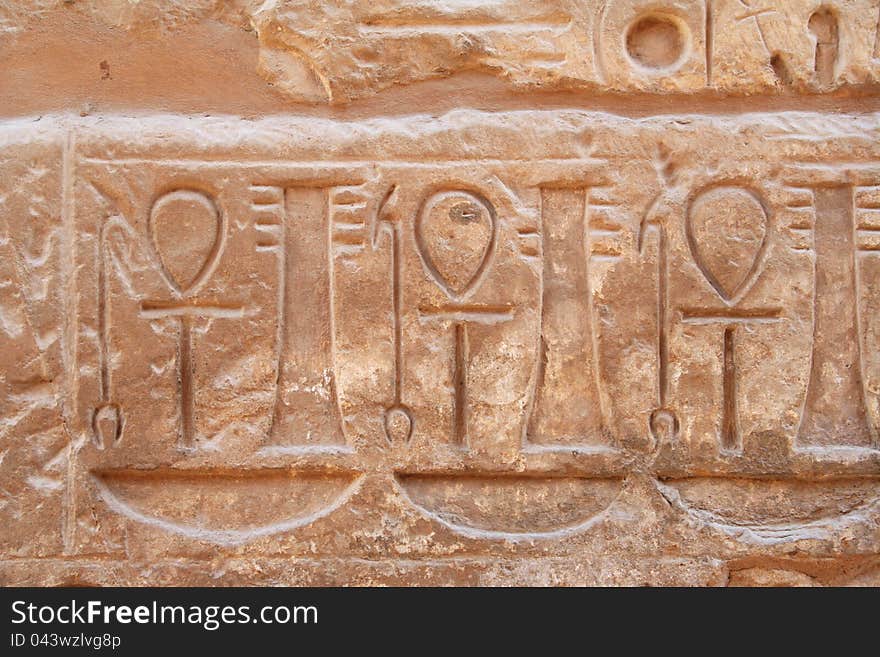 Carvings of ankhs in Karnak Temple in Luxor, Egypt. Carvings of ankhs in Karnak Temple in Luxor, Egypt