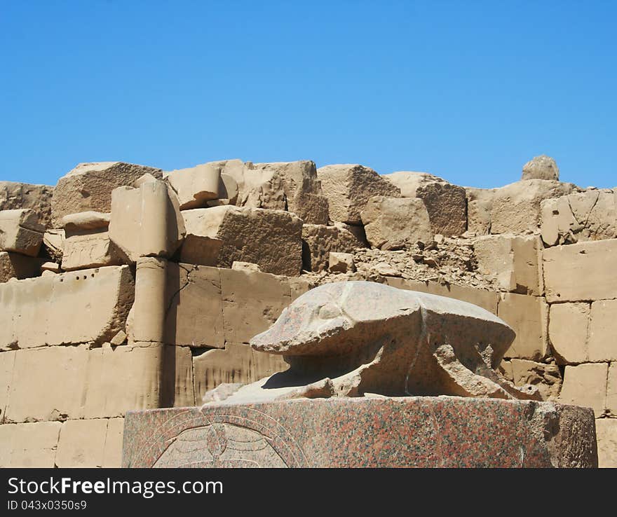 Statue of scarab in Karnak temple in Luxor, Egypt