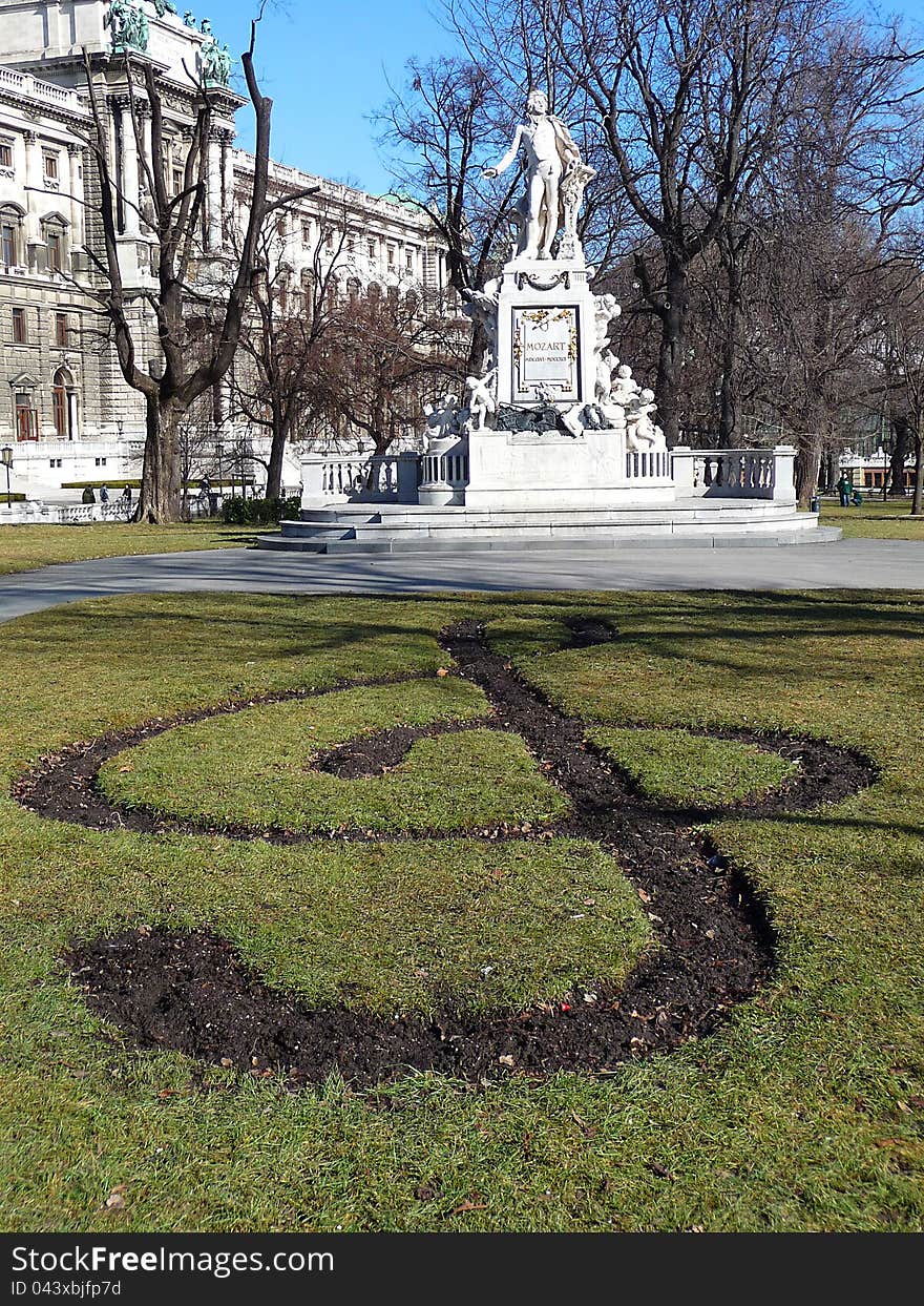 The Mozart monument in the castle garden in Vienna.