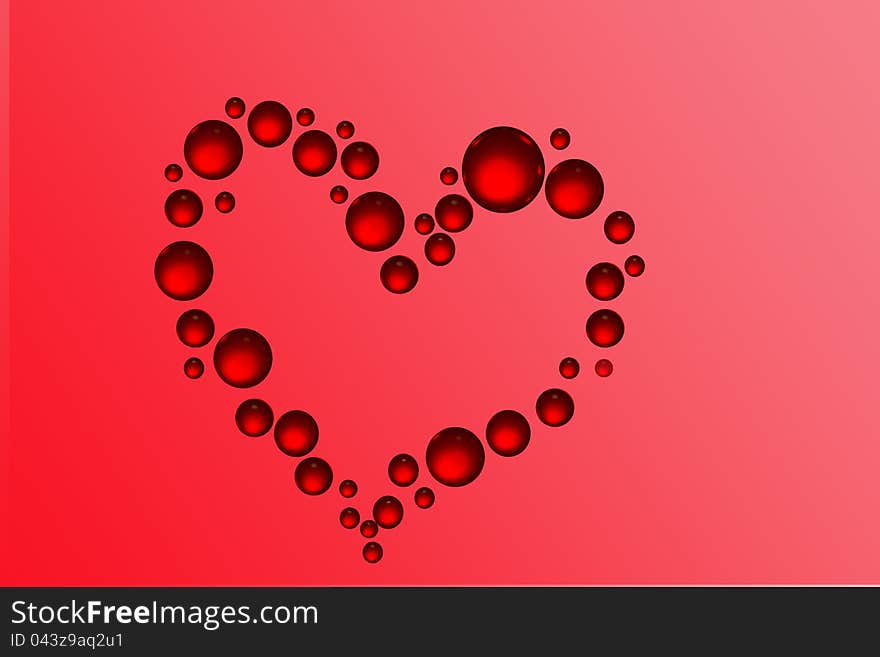 Form the heart of the red bubbles. Form the heart of the red bubbles