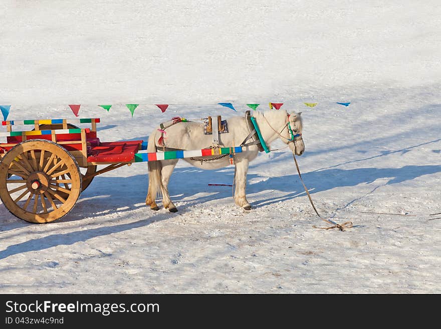 Lonely carriage in the snow