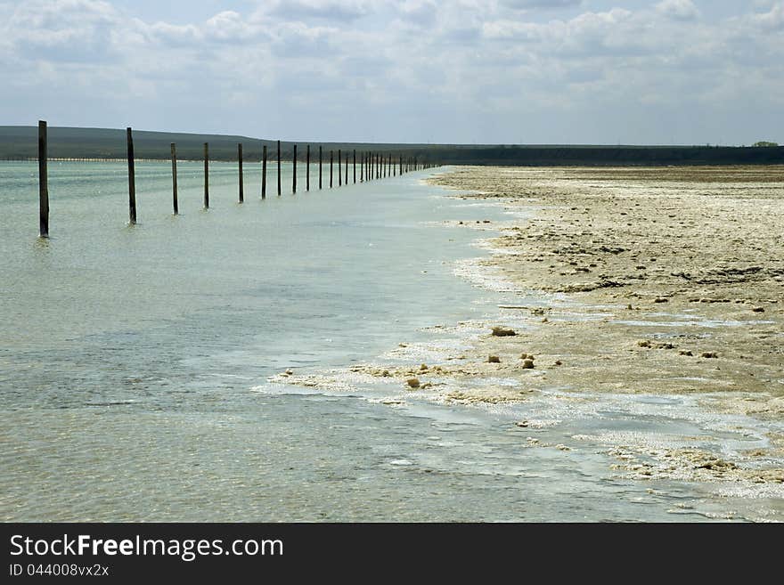 Remains of an old covering for salt production on a lake Baskunchak. Remains of an old covering for salt production on a lake Baskunchak