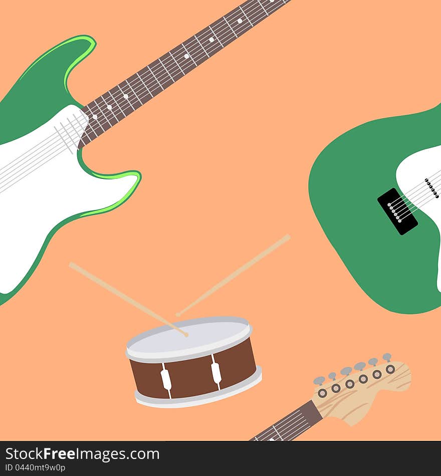 Abstract seamless background with musical instruments