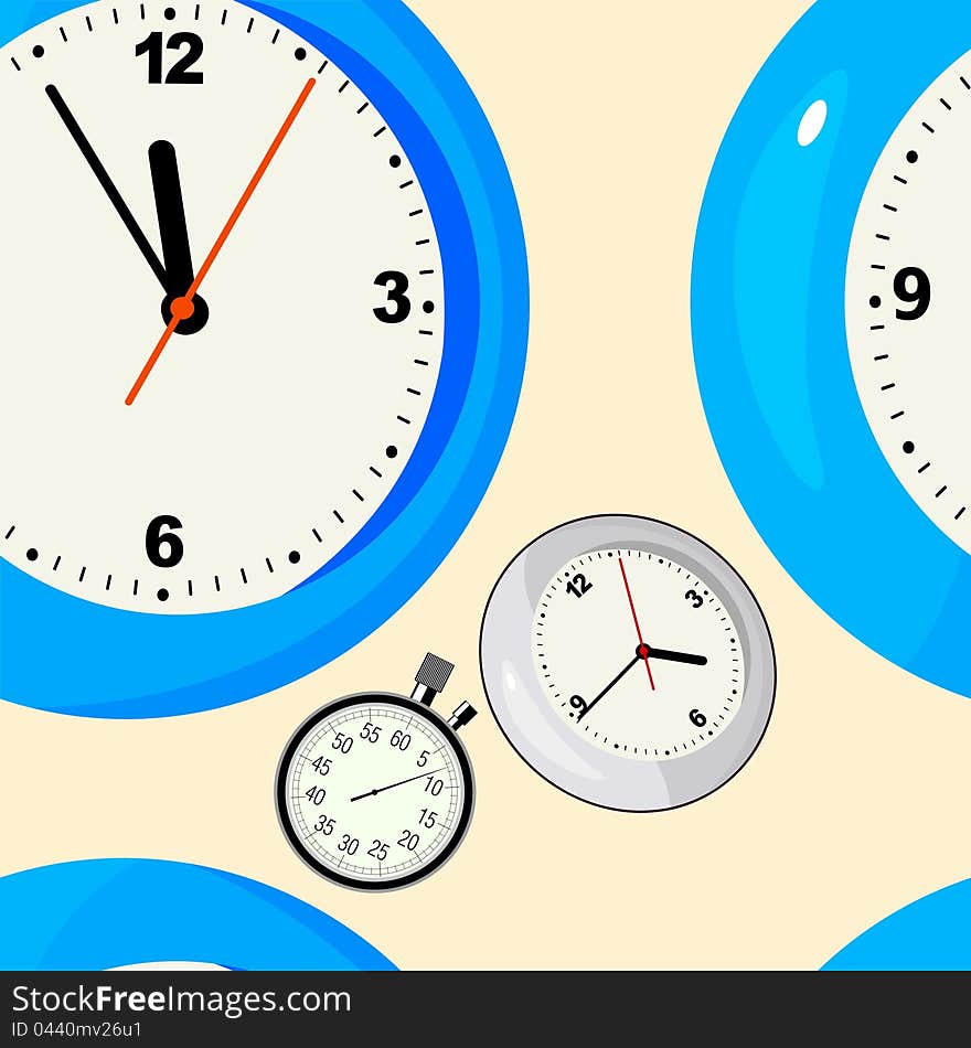 Abstract seamless background with clocks