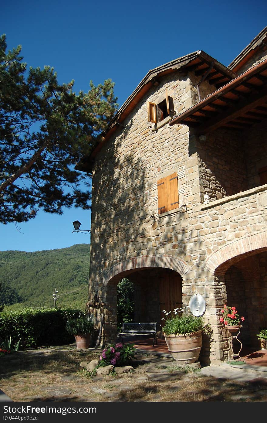 Farmhouse hotel in a tuscany villa with stone walls