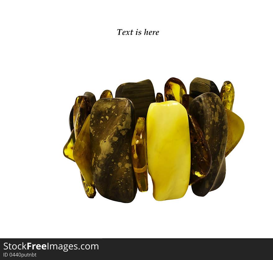 Bracelet of baltic amber isolated on white