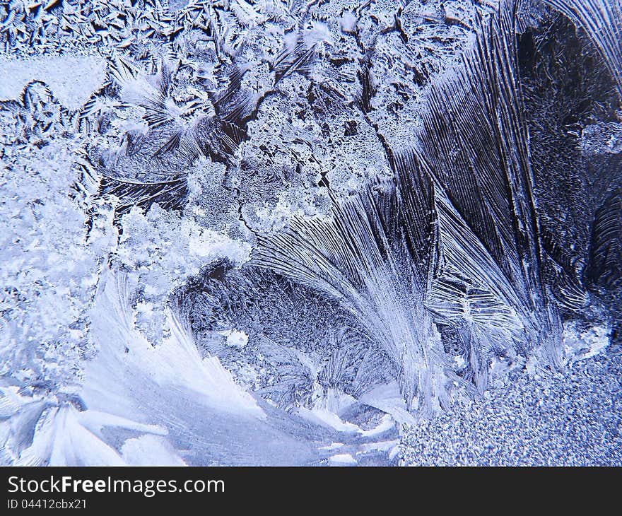 A detail of an ice texture on a window