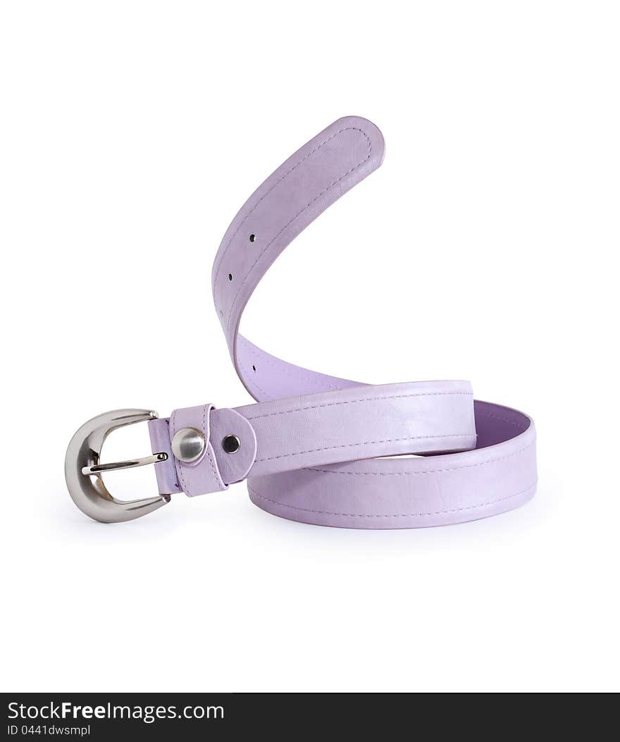 Purple leather belt on white background. Isolated with clipping path. Purple leather belt on white background. Isolated with clipping path