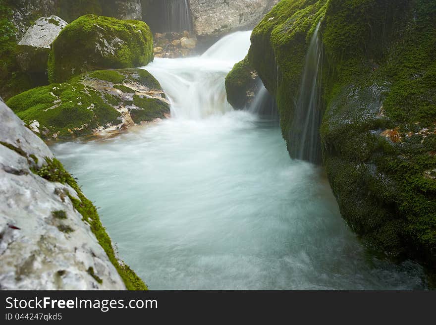 Stream Running Water in the Moznica Slovenia.