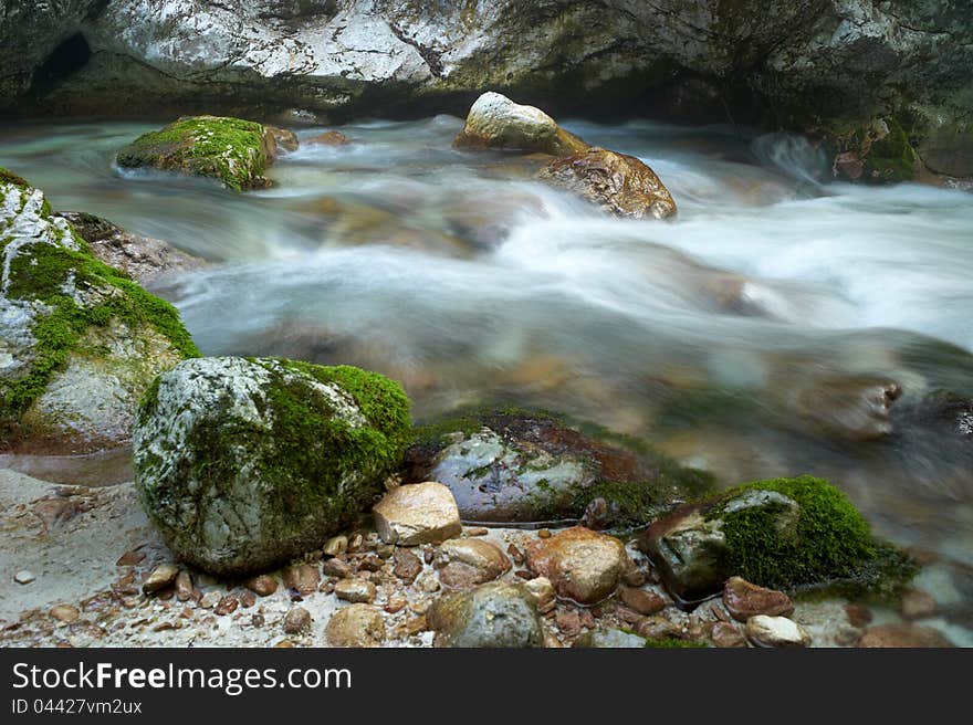 Stream Running Water in the Moznica Slovenia.