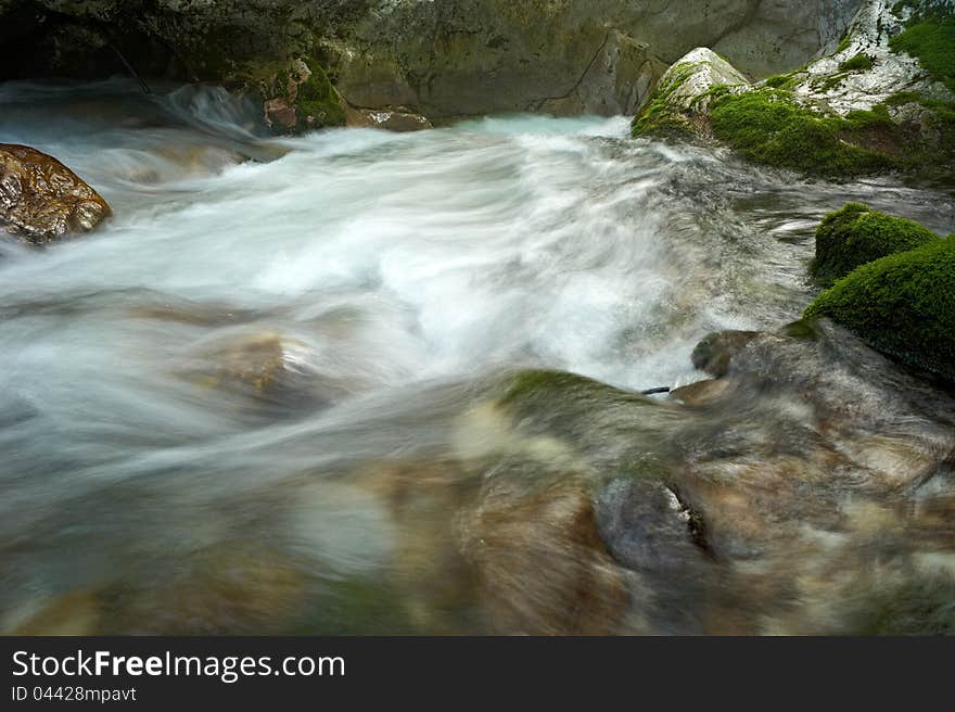 Stream Running Water in the Moznica Slovenia.