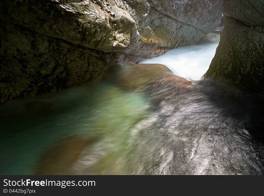 Stream Running Water in the Moznica Slovenia.