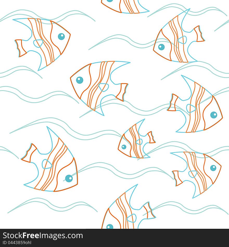 Seamless pattern with fish